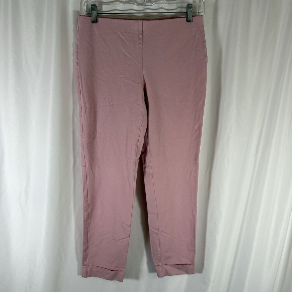 J Jill Bi Stretch Pants Women's 4 Pink Pull On Skinny Leg Elastic Waist Roll Cuf